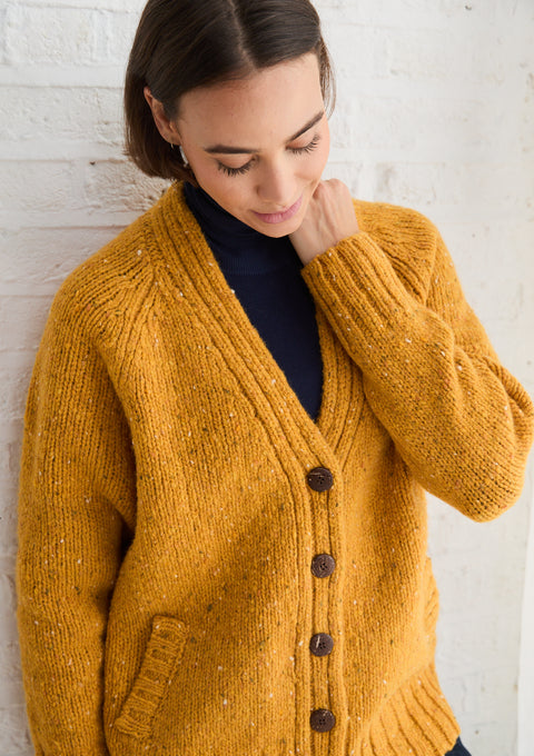 Cardigan en tweed pour femme Bonny Glen - Jaune