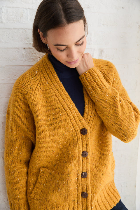 Bonny Glen Ladies Tweed Cardigan - Yellow