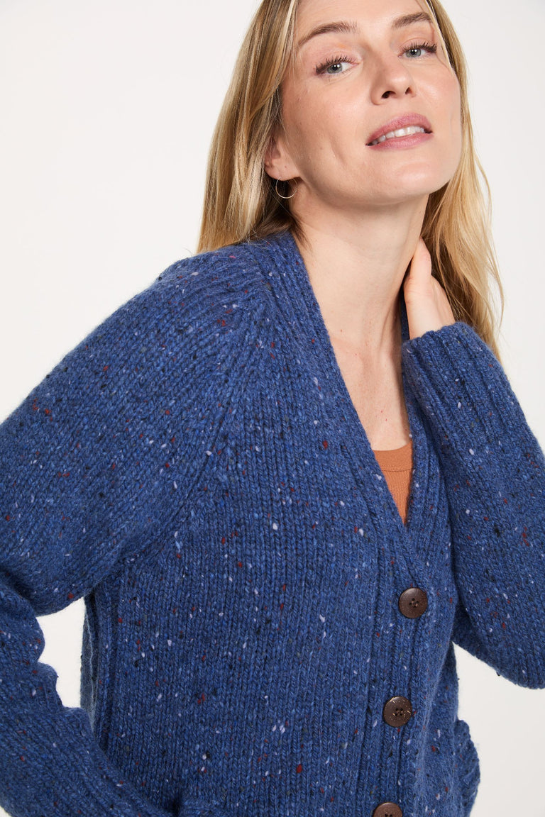 Bonny Glen Ladies Tweed Cardigan - Denim
