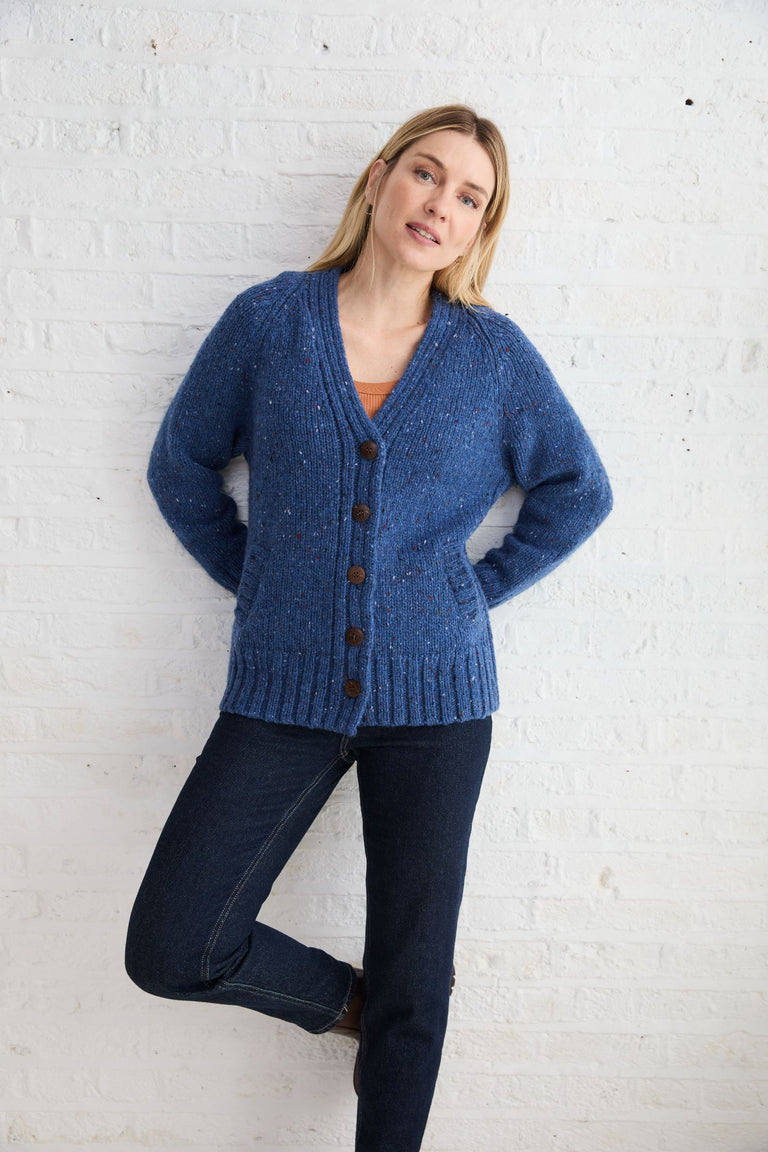 Bonny Glen Ladies Tweed Cardigan - Denim