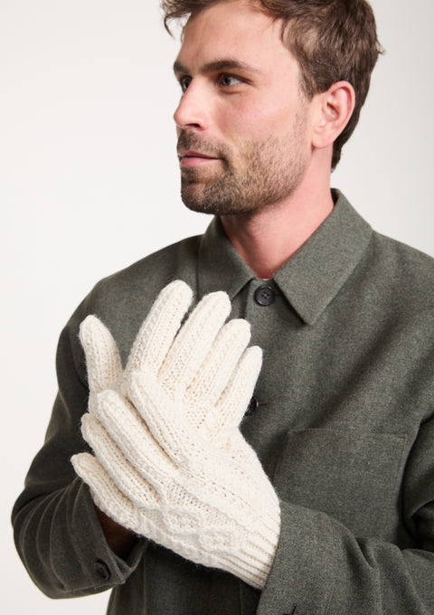 Killeany Aran Handknit Merino Gloves - Cream