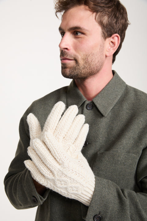 Killeany Aran Handknit Merino Gloves - Cream