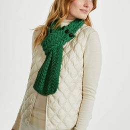 Ballina Aran Buttoned Loop Scarf -  Green