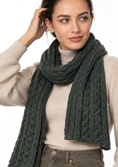 Bonnet Cong Aran en laine mérinos avec pompon - Vert