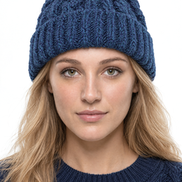 Bonnet Cong Aran en laine mérinos avec pompon - Vert