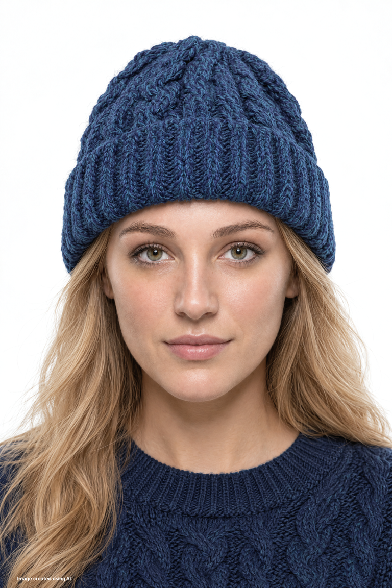 Bonnet Cong Aran en laine mérinos avec pompon - Vert