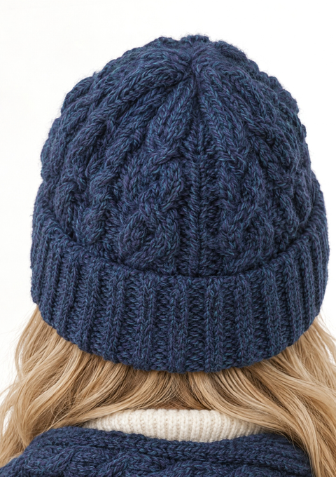 Bonnet Cong Aran en laine mérinos avec pompon - Vert