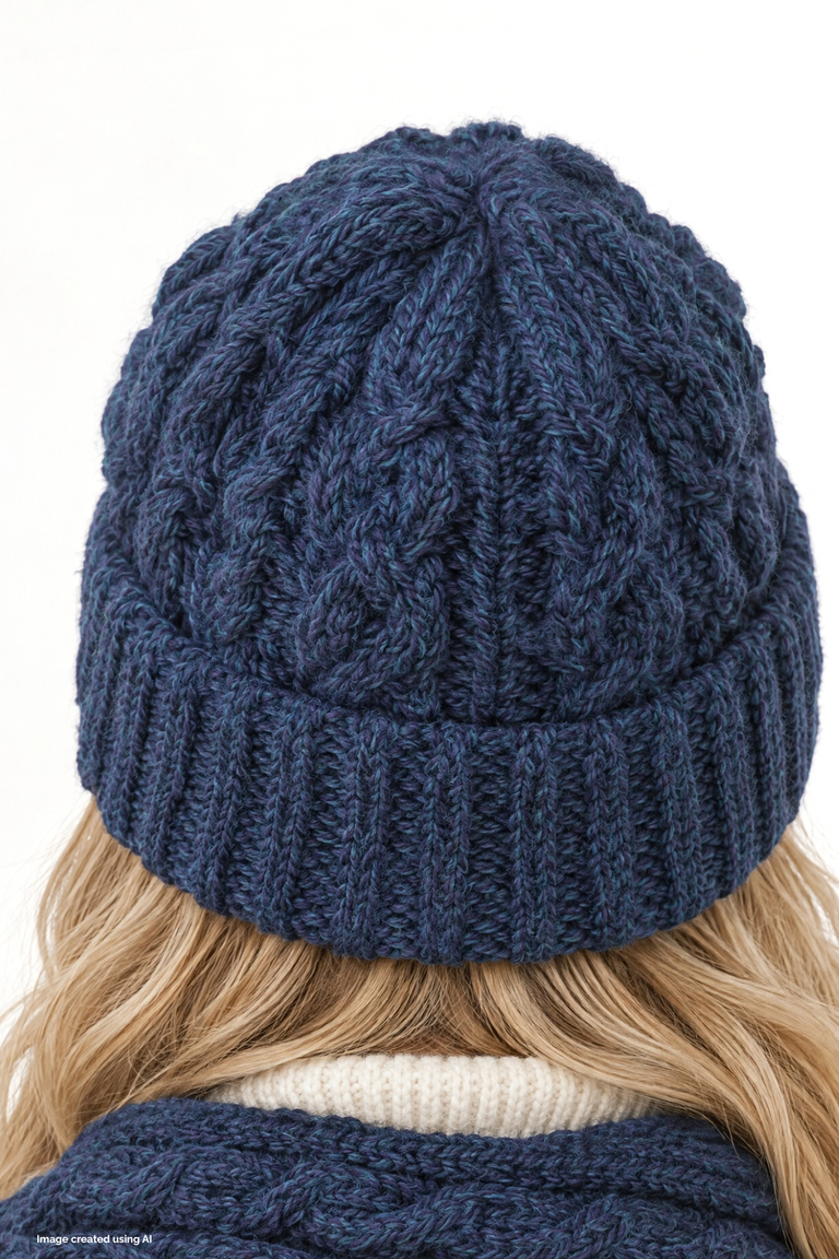Bonnet Cong Aran en laine mérinos avec pompon - Vert