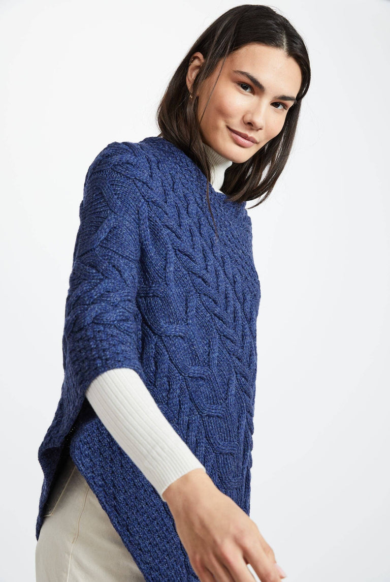 Poncho Aran pour Femme Aasleagh Falls - Marine