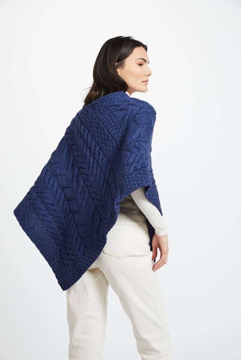 Poncho Aran pour Femme Aasleagh Falls - Marine