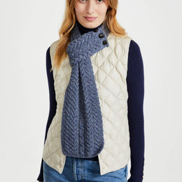 Ballina Aran Buttoned Loop Scarf -  Denim