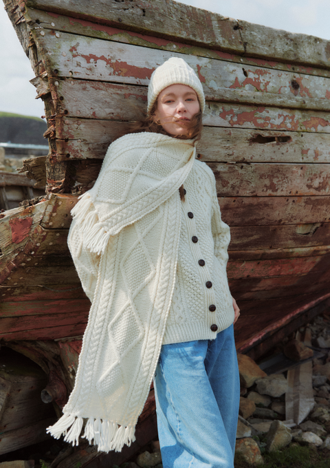 Kinard Aran Scarf - Cream