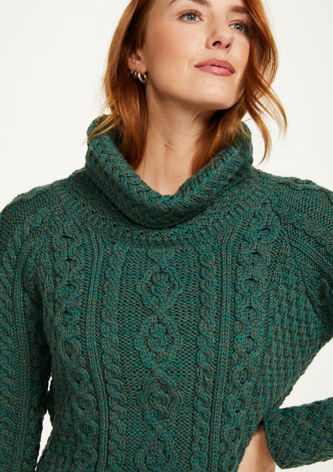 Merino wool sweater, Ireland, Aran, jumper, Pullover, made in Ireland, knitwear, women's sweater, ladies' jumper, roll neck