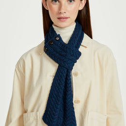Ballina Aran Buttoned Loop Scarf - Atlantic