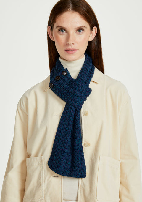 Merino wool, scarf, aran scarf,wool scarves, gift, made in Ireland, knitwear, Hat & Scarf, wool, blue