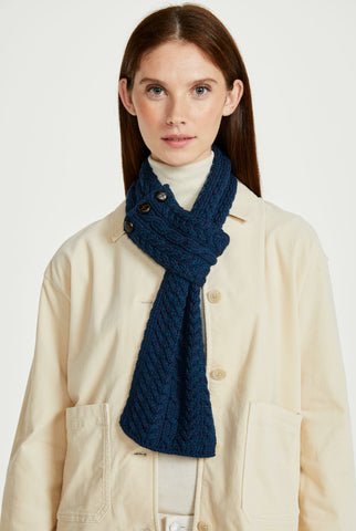 Ballina Aran Buttoned Loop Scarf - Atlantic