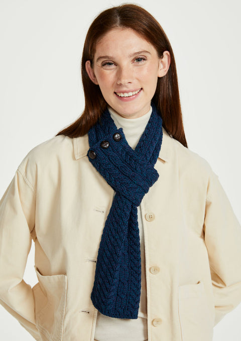 Merino wool, scarf, aran scarf,wool scarves, gift, made in Ireland, knitwear, Hat & Scarf, wool, blue