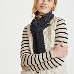 Ballina Aran Loop-Schal mit Knöpfen - Denim