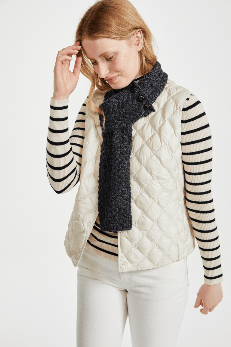 Ballina Aran Loop-Schal mit Knöpfen - Denim