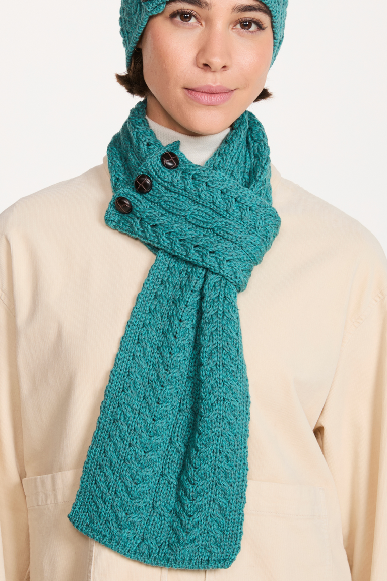 Ballina Aran Loop-Schal mit Knöpfen - Denim