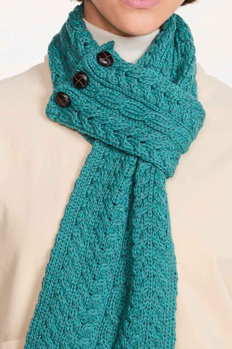 Ballina Aran Loop-Schal mit Knöpfen - Denim