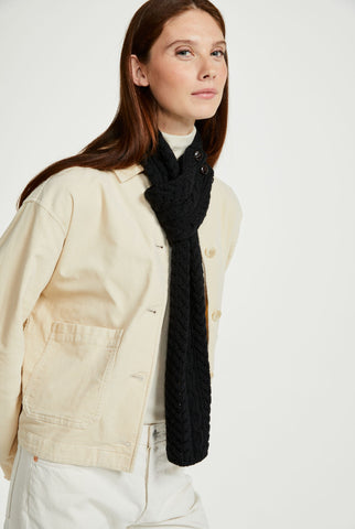 Ballina Aran Buttoned Loop Scarf -  Black