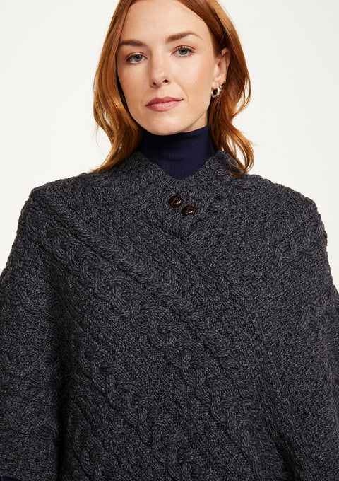 Merino wool, aran poncho,wool poncho, ireland,knitwear,made in ireland,wrap