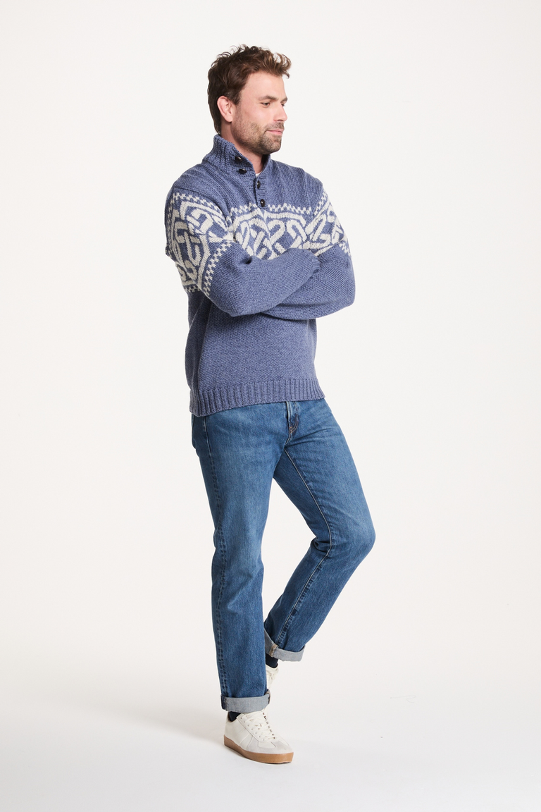 Pull col roulé en tweed Raheen pour homme - Vert vif