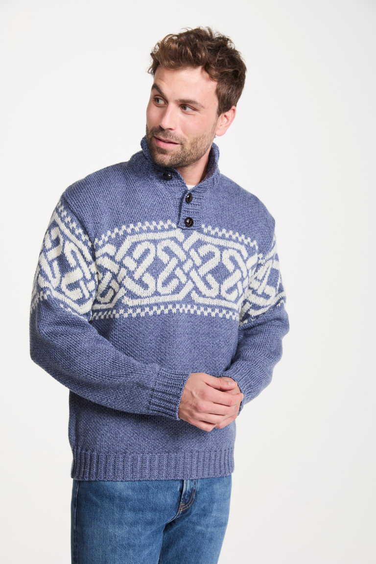 Pull col roulé en tweed Raheen pour homme - Vert vif
