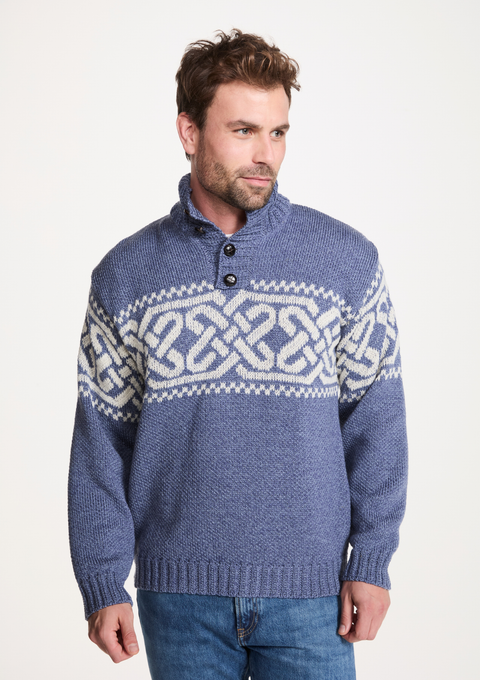 Pull col roulé en tweed Raheen pour homme - Vert vif