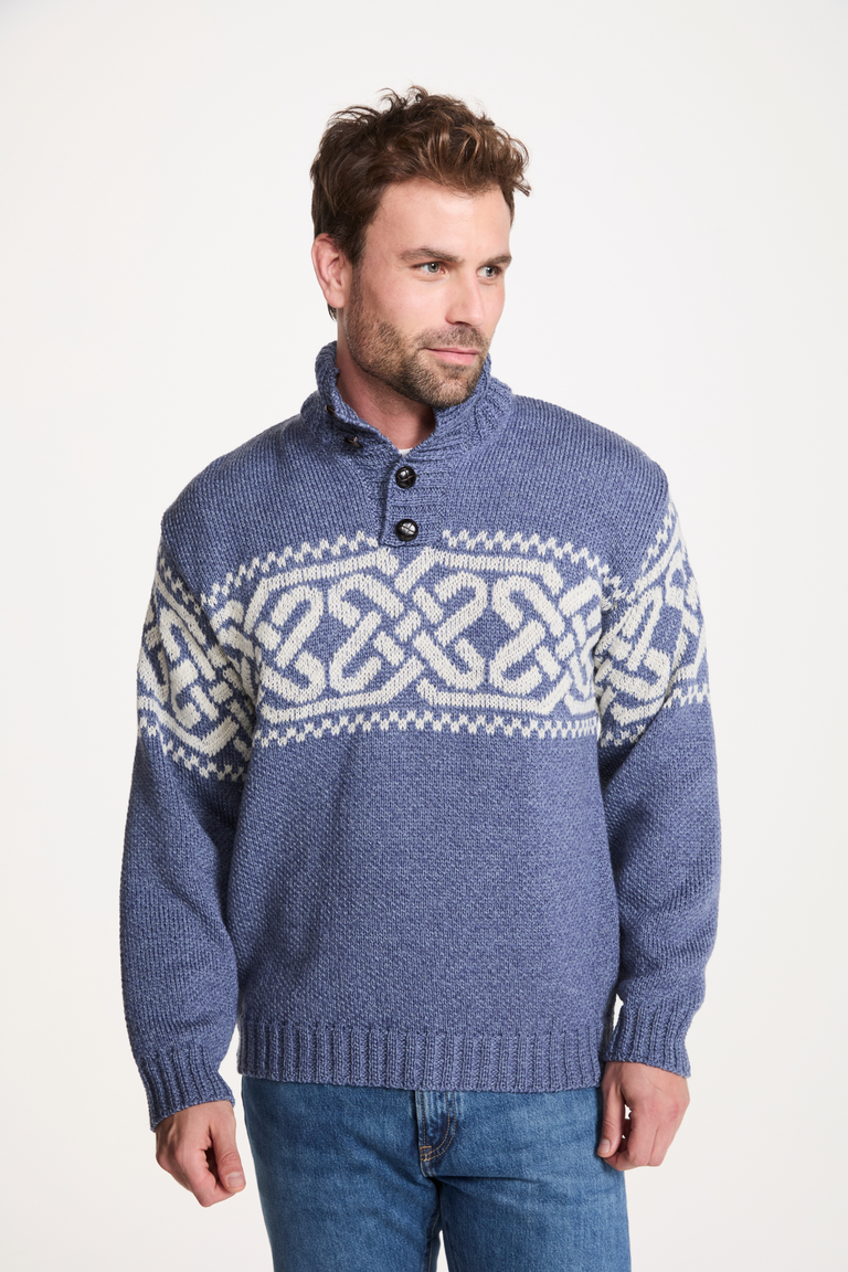 Pull col roulé en tweed Raheen pour homme - Vert vif