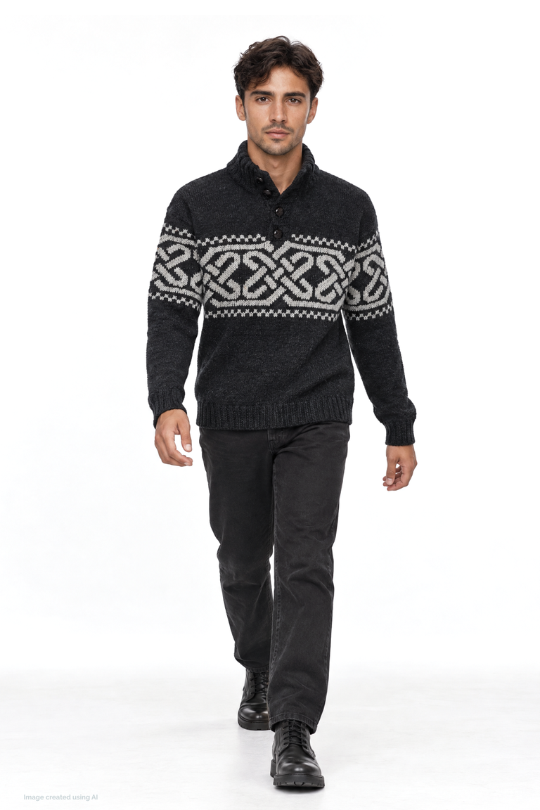 Pull col roulé en tweed Raheen pour homme - Vert vif