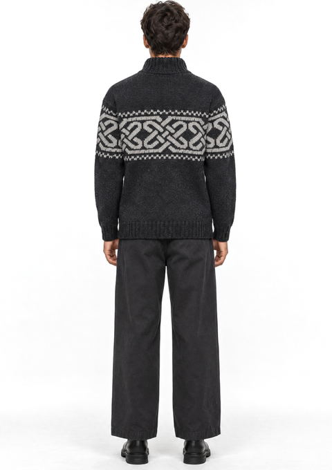 Pull col roulé en tweed Raheen pour homme - Vert vif