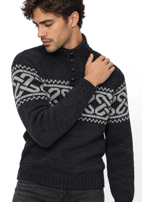 Pull col roulé en tweed Raheen pour homme - Vert vif