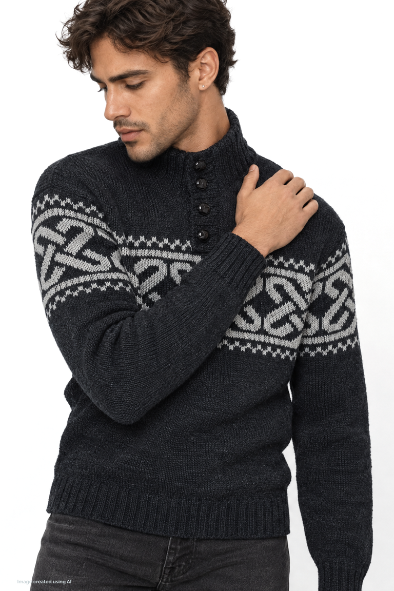 Pull col roulé en tweed Raheen pour homme - Vert vif