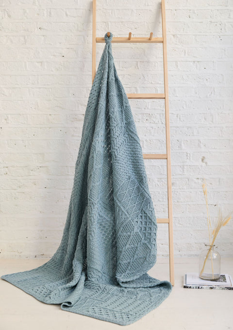 Merino wool blanket, made in Ireland,aran blanket,100% wool blanket, wool blankets for sale, knitwear, blue