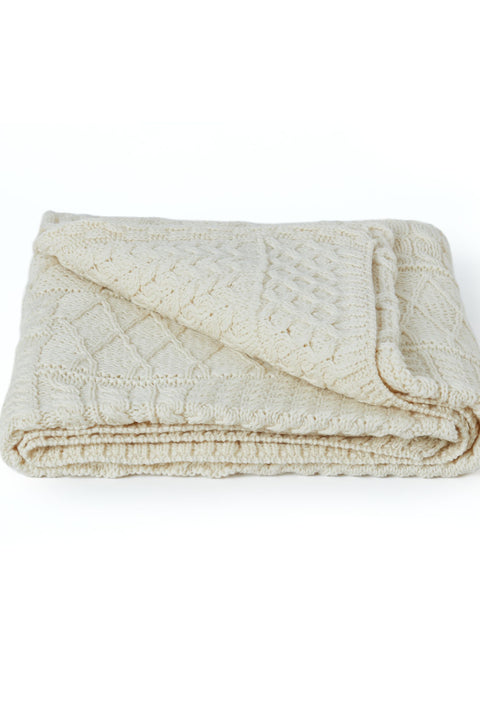 Keel Aran Patchwork Blanket -  Cream