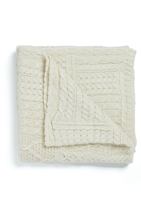 Keel Aran Patchwork Blanket -  Cream