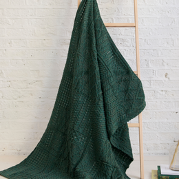 Keel Aran Patchwork Merino Blanket -  Green