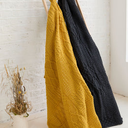 Keel Aran Patchwork Merino Blanket -  Grey