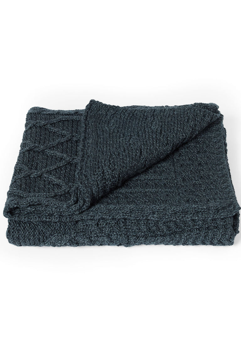 Keel Aran Patchwork Blanket -  Grey