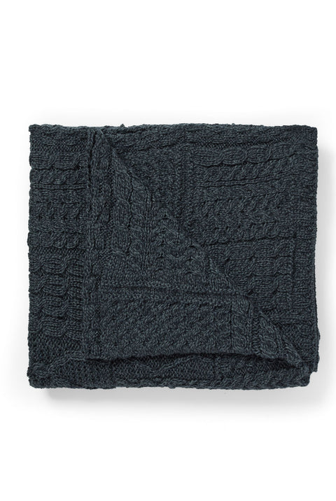 Keel Aran Patchwork Blanket -  Grey