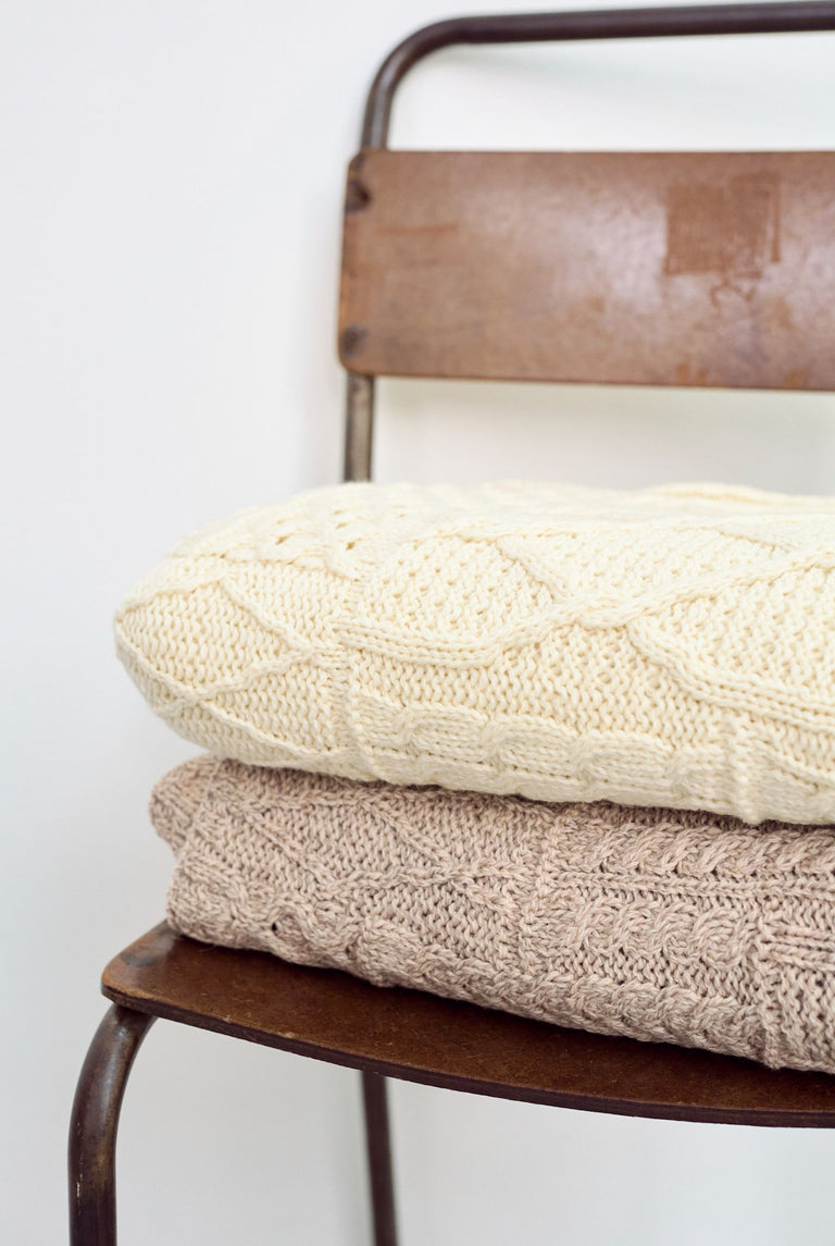 Keel Aran Patchworkdecke - Creme