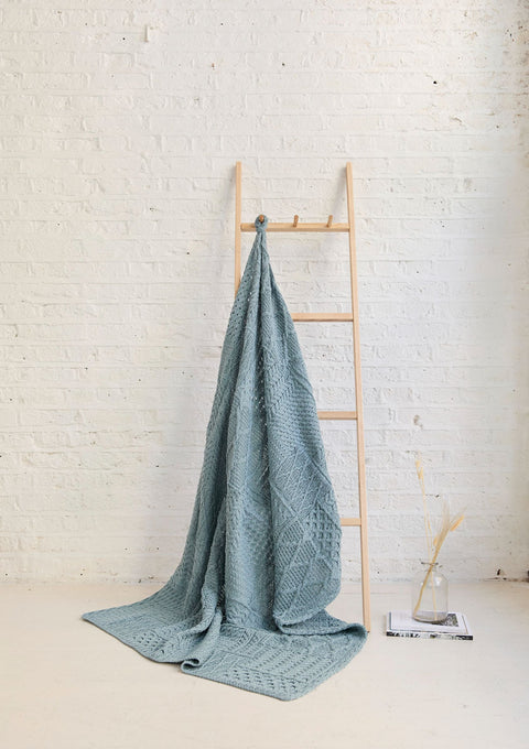 Merino wool blanket, made in Ireland,aran blanket,100% wool blanket, wool blankets for sale, knitwear, blue
