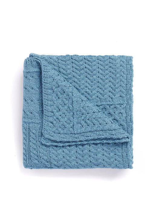 Keel Aran Patchwork Blanket -  Blue