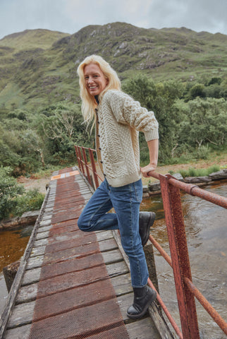 Achill Island Ladies Aran Cardigan - Cream