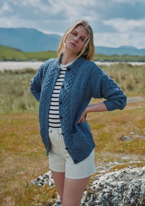 Merino Wool sweater, made in Ireland, wool jumper, knitwear, denim, cardigan, Ireland,aran wool, Buttoned cardigan