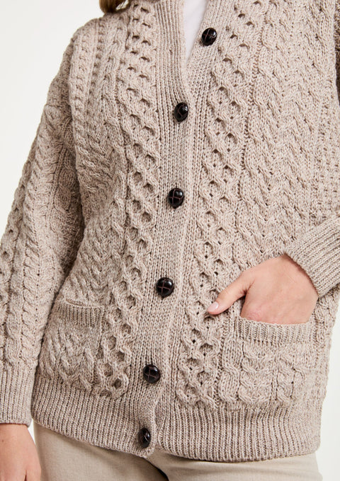 Merino Wool, made in Ireland, wool jumper, knitwear, cardigan, Ireland,aran, Buttoned sweater, wool cardigan,oat