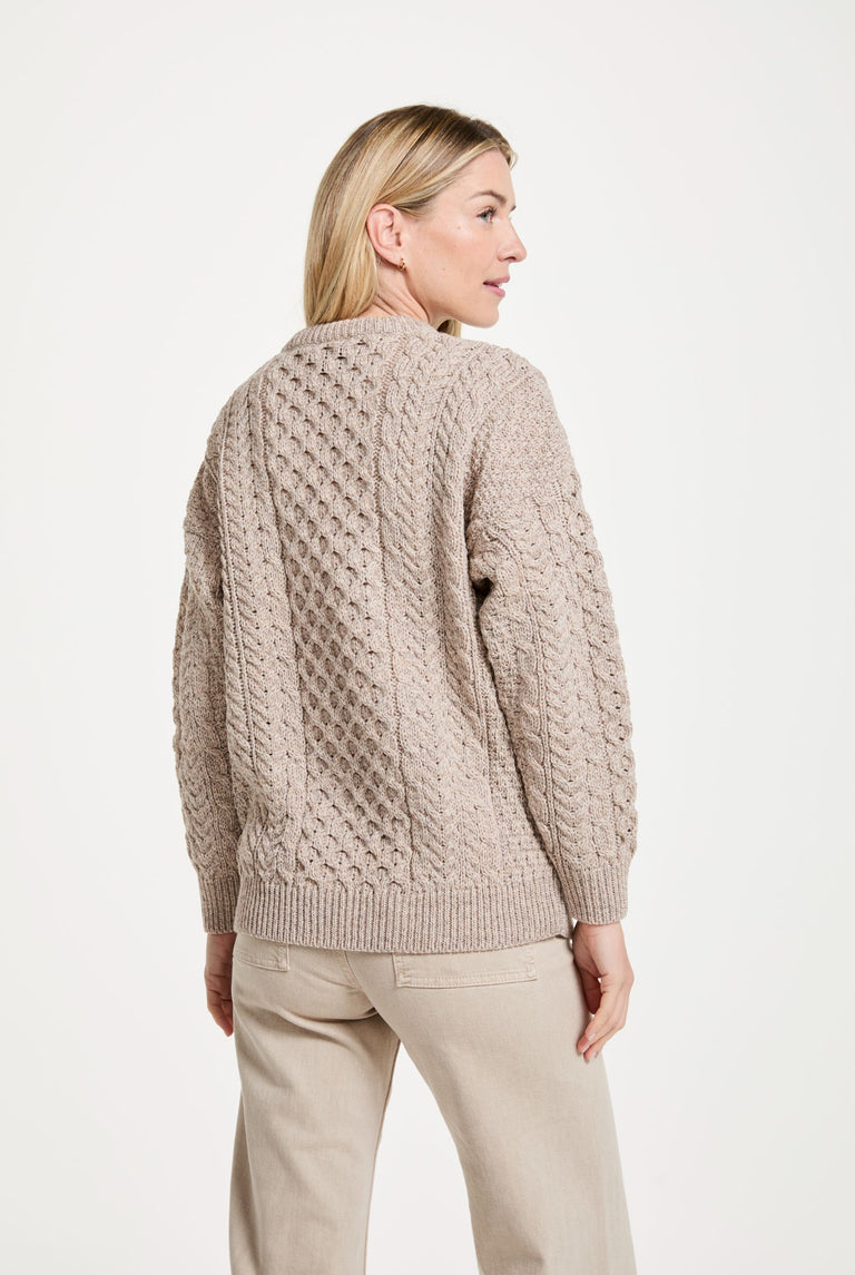 Cardigan Aran pour femme de l'île d'Achill - Avoine