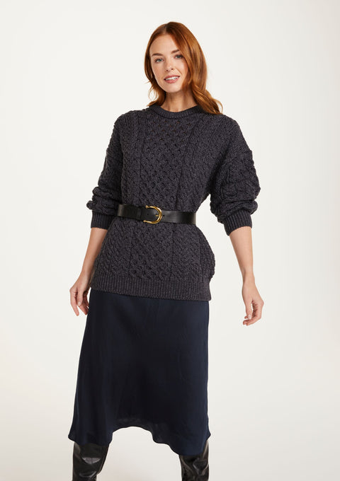 Merino wool sweater, jumper, made in Ireland, Crew neck, cable knit, knitwear.wool jumper,aran, unisex